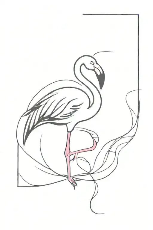 simple flamingo filled with pink color tattoo design idea