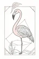 geomatric flamingo filled with pink color tattoo design idea