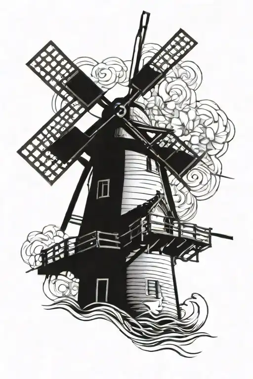 Dutch The Swan windmill tattoo design idea