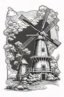 Dutch windmill tattoo design idea
