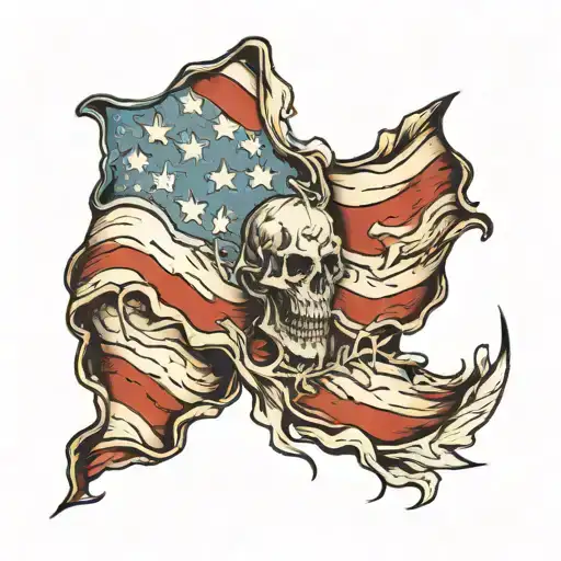 torn open to American flag  tattoo design idea