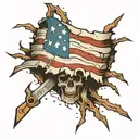 torn open to American flag  tattoo design idea