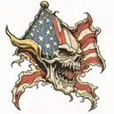 torn open to American flag  tattoo design idea