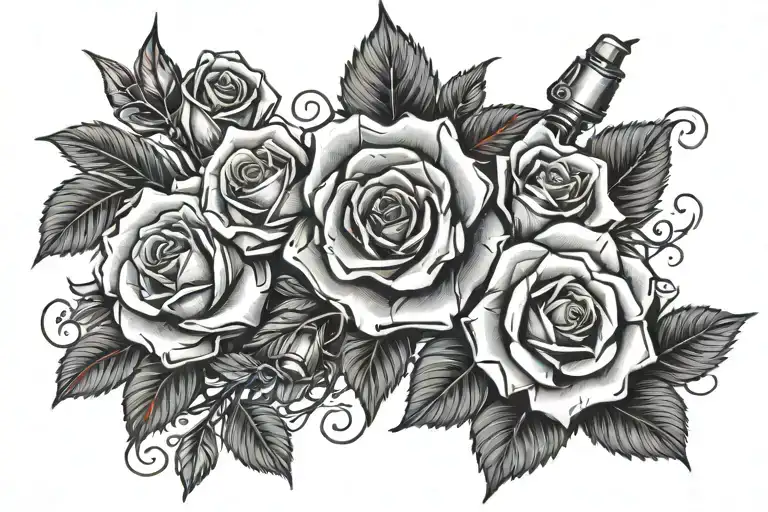 guns and roses art design combining elements tattoo design idea