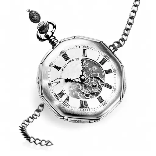 3 Roman pocket watches with name and date tattoo design idea
