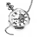 3 Roman pocket watches with name and date tattoo design idea