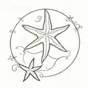starfish inside a delicate graphic design inspired tattoo tattoo design idea
