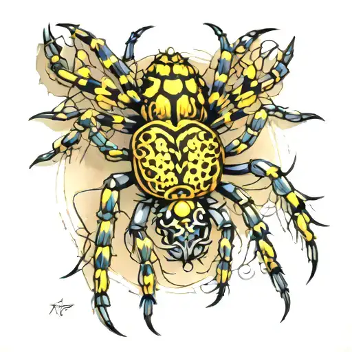 golden orb weaver tattoo design idea