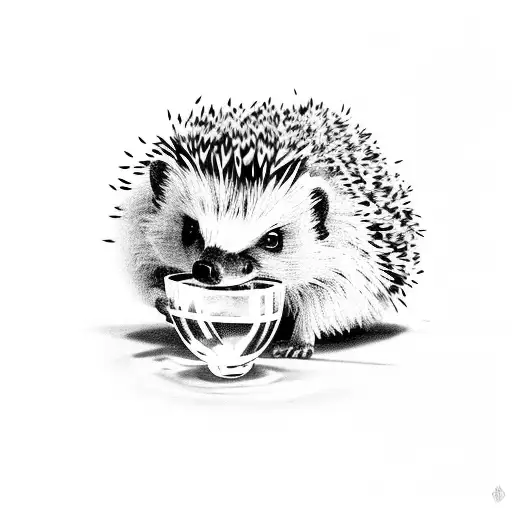 hedgehog drinking coke tattoo design idea