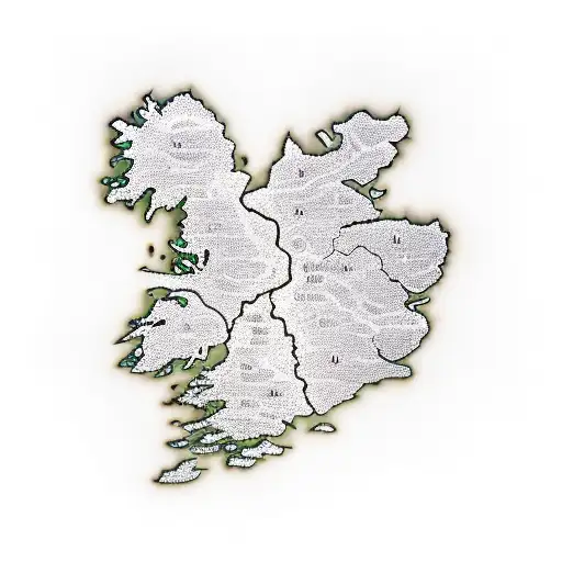 a map of Anglesey and holy island but made of honeycomb  tattoo design idea