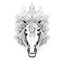 An intricate floral pattern forming the shape of a horse's head tattoo design idea