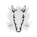 An intricate floral pattern forming the shape of a horse's head tattoo design idea