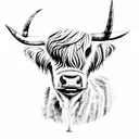 camping and highland cow tattoo design idea