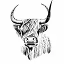 camping and highland cow tattoo design idea