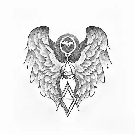 angel wings with SH tattoo design idea