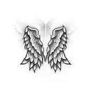 angel wings with SH tattoo design idea