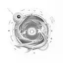 black hole horizontal view accretion disk  tattoo design idea