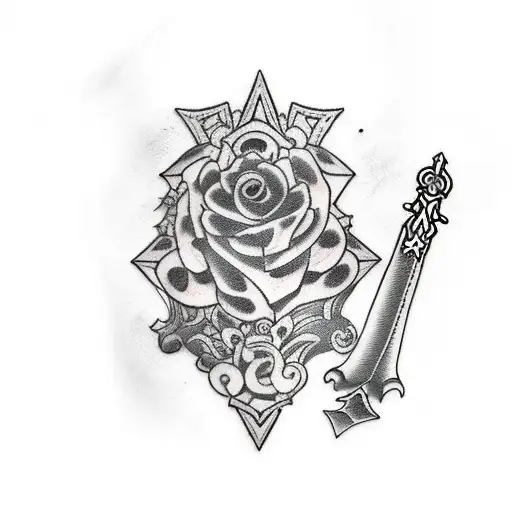 a anime character with a sword tattoo design idea