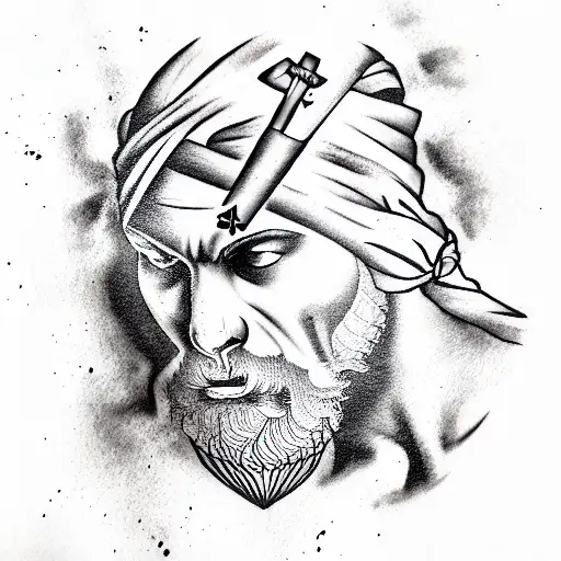 zeus, shadow looking into blood, 300, Thug life, bandana, dog, tattoo design idea