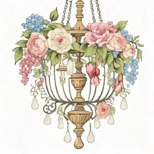 flowers in the chandelier tattoo design idea