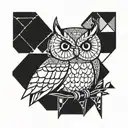 geometrical owl perched tattoo design idea