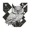 geometrical owl perched tattoo design idea