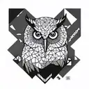 geometrical owl perched tattoo design idea
