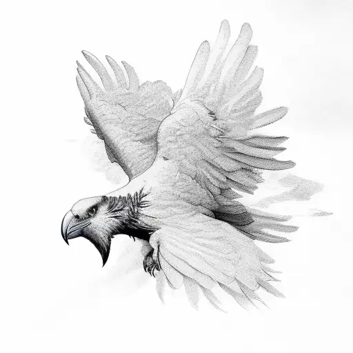 white raven spread its wings view from the back tattoo design idea