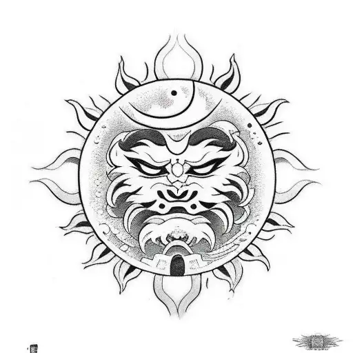 Sun and Moon tattoo design idea