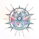 binary star sistem with 4 planets  tattoo design idea