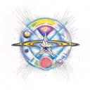 binary star system with 4 planets  tattoo design idea