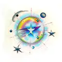 binary star system with 4 planets  tattoo design idea
