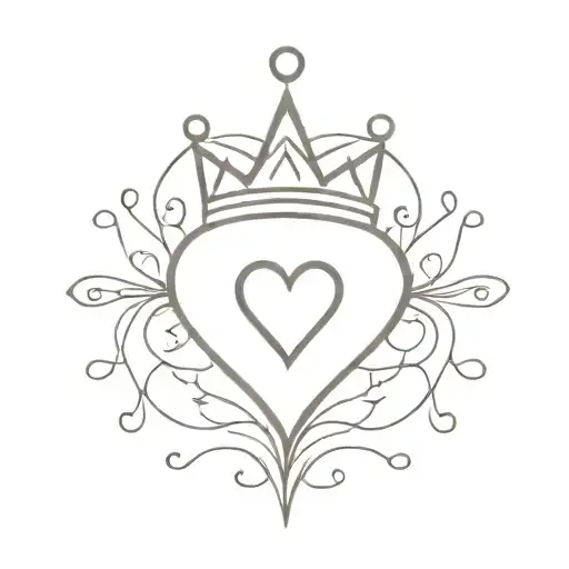 crown and heart surrounded tattoo design idea