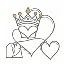 crown and heart surrounded tattoo design idea