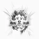 head of david michelangelo in one single line tattoo design idea