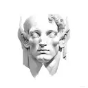 head of david michelangelo in one single line tattoo design idea