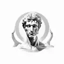 head of david michelangelo in one single line tattoo design idea