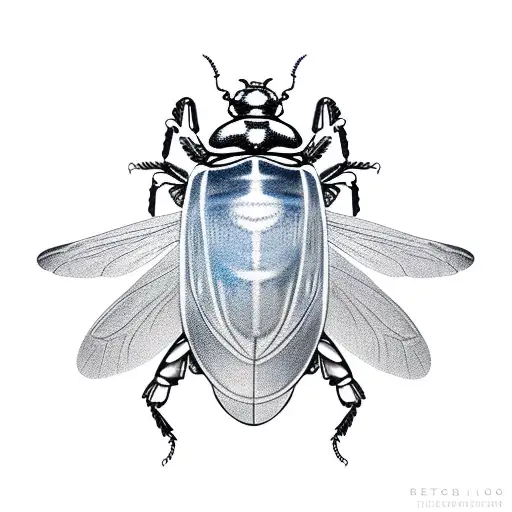 beetle with wings out and abdomen is a jewel tattoo design idea