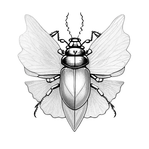 beetle with wings out and abdomen is a jewel tattoo design idea