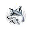 fox and magpie tattoo design idea