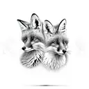 fox and magpie tattoo design idea