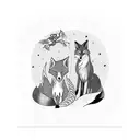 fox and magpie tattoo design idea