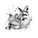 fox and magpie tattoo design idea