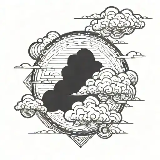 line and storm clouds tattoo design idea
