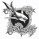 shark and vortex going tattoo design idea