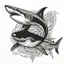 shark and vortex going tattoo design idea