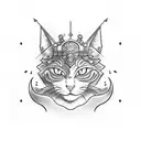 Samurai Cat 3 swords tattoo design idea