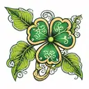 Green Four Leaf Clover tattoo design idea