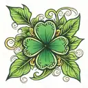 Green Four Leaf Clover tattoo design idea