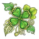 Green Four Leaf Clover tattoo design idea